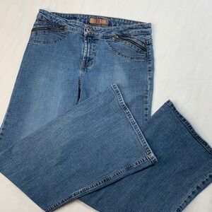Vintage LEI‎ Jeans Size 11 Blue Denim Flare with Zipper Pockets Mid Rise Casual
